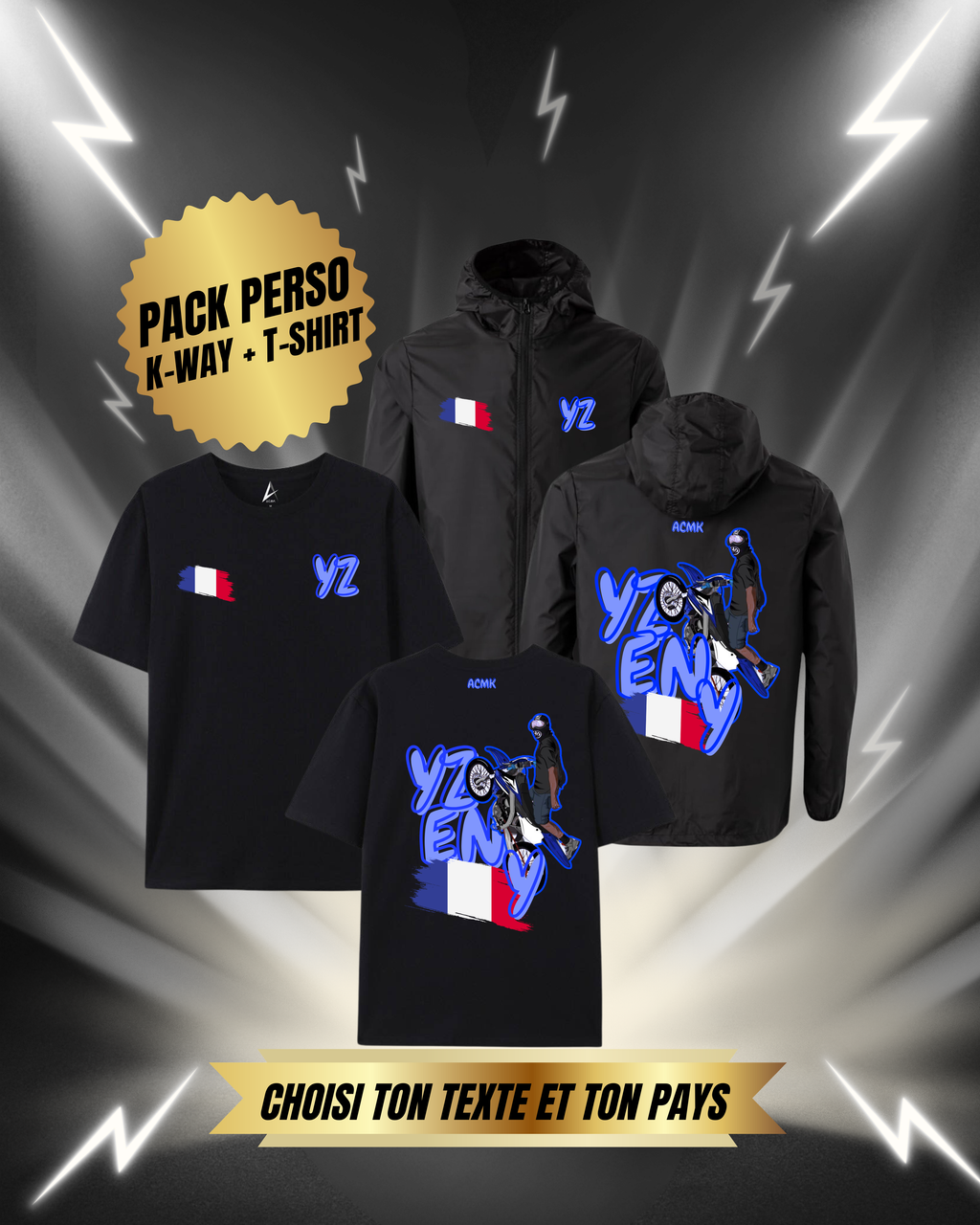 PACK DUO Coupe vent + T-shirt - YZ - Personnalisé