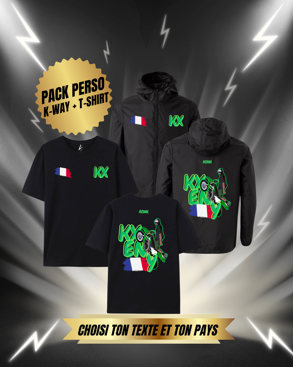 PACK DUO Coupe vent + T-shirt - KX - Personnalisé