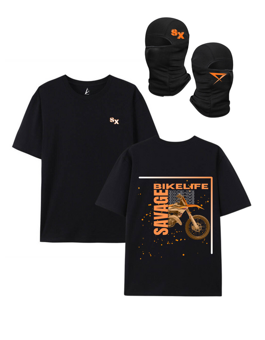 PACK SAVAGE T-shirt + SX balaclava - Black