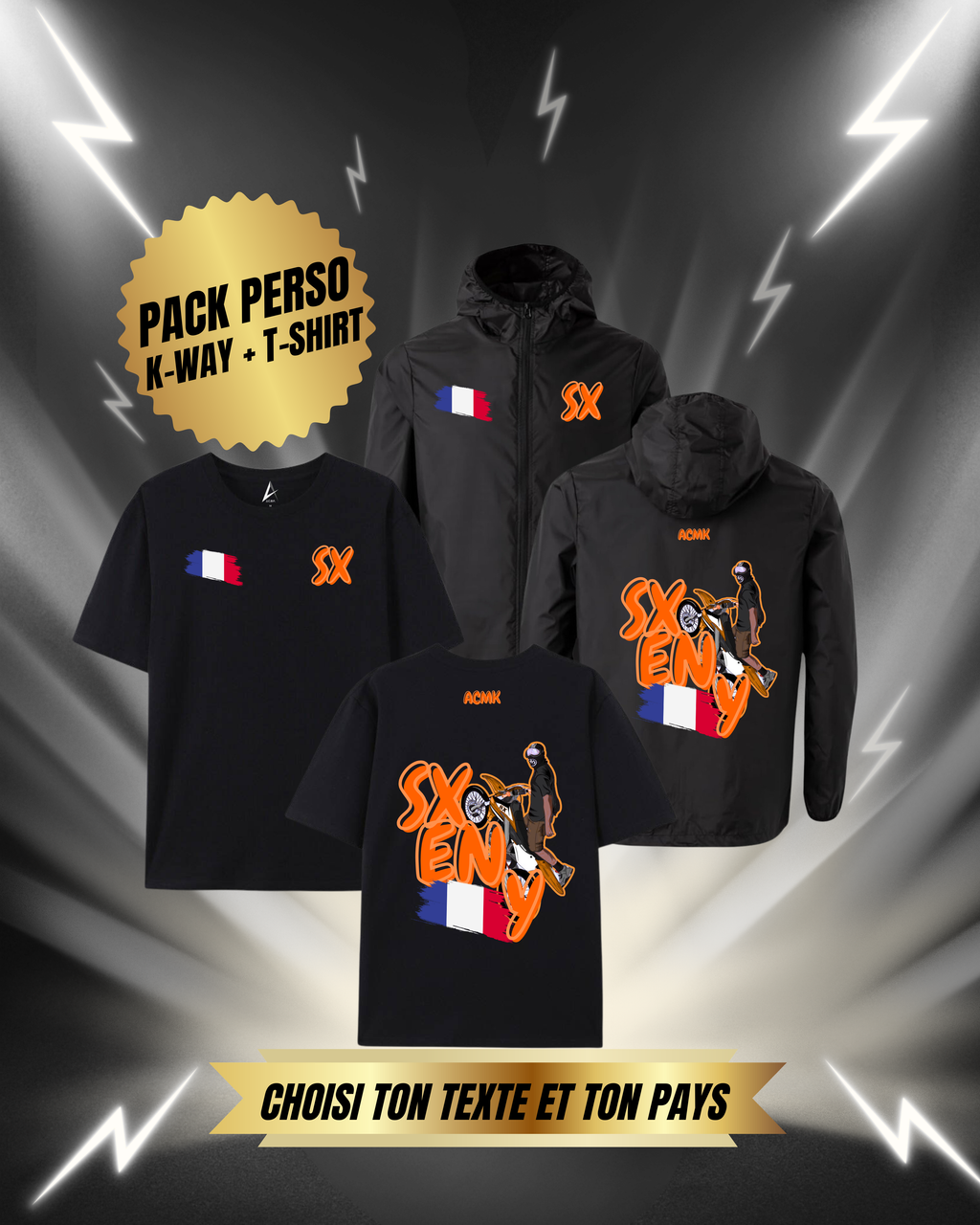 PACK DUO Coupe vent + T-shirt - SX - Personnalisé